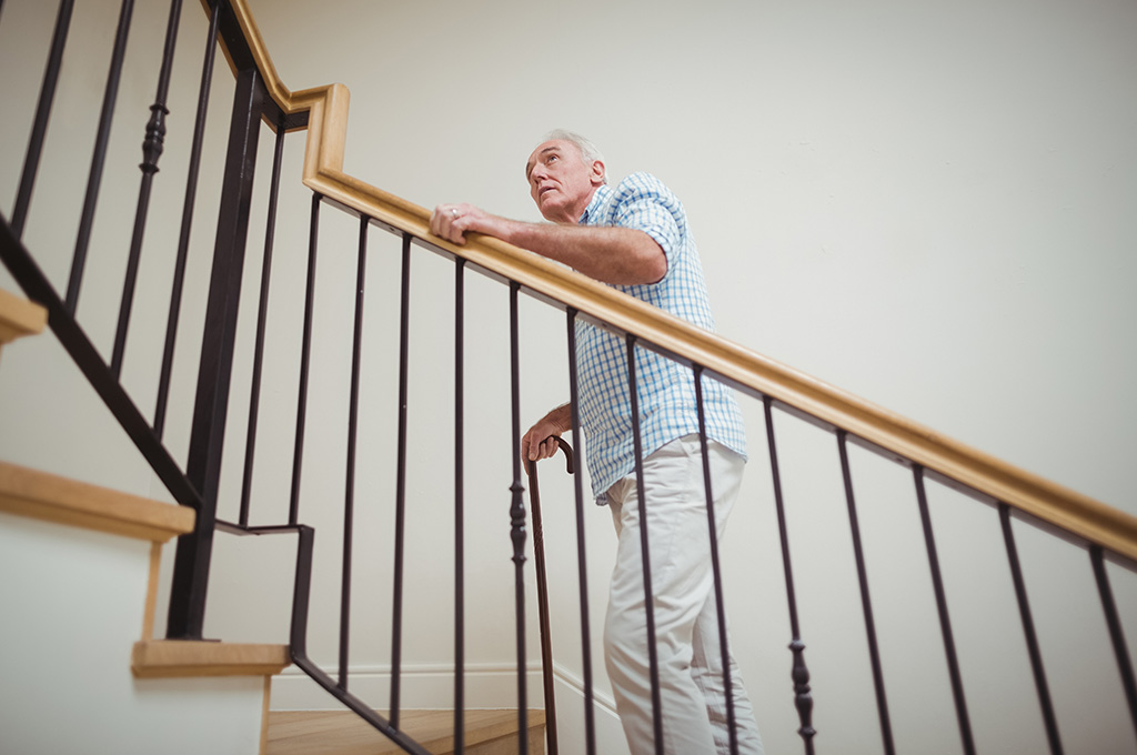 old man climb stairs