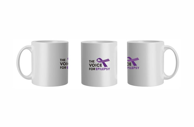 Stylish mugs displaying The Voice For Epilepsy logo