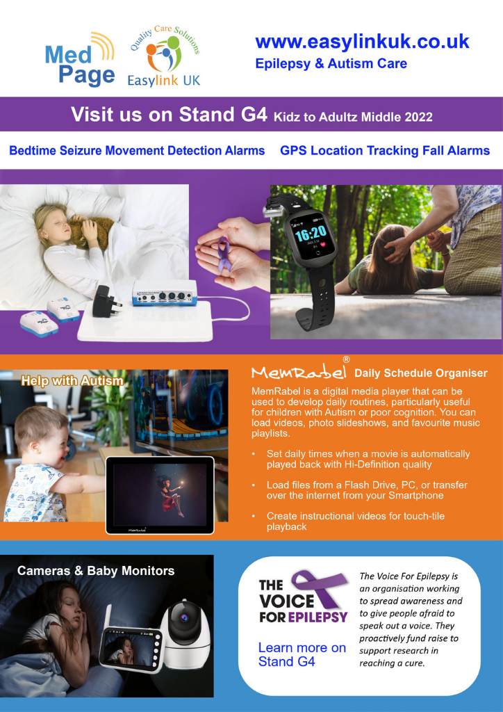 Easylink and The Voice For Epilepsy will be at Kidz to Adultz Middle Exhibition in Coventry