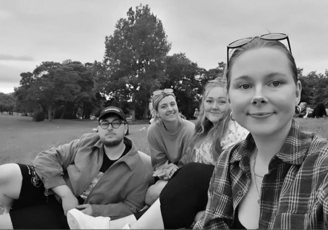 Beth Yvonne in the park with friends