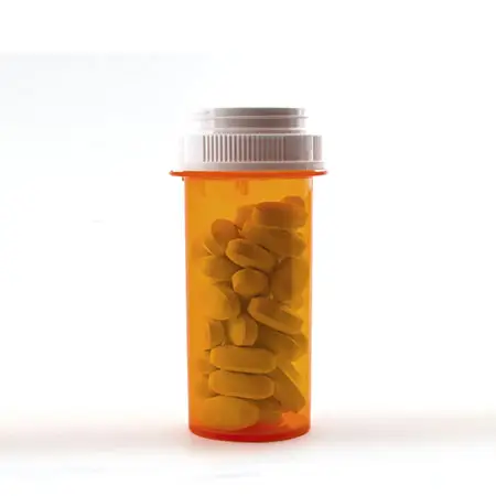 Prescription pill bottle with epilepsy medication tablets