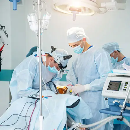 Medical team performing epilepsy surgery in an operating room