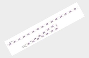 White lanyard with epilepsy awareness symbols and purple ribbons