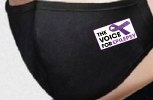 Black face mask with The Voice For Epilepsy logo