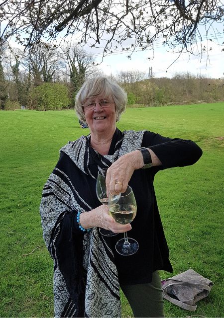 Kathleen outdoors enjoying life in garden park sharing her epilepsy journey and positive outlook